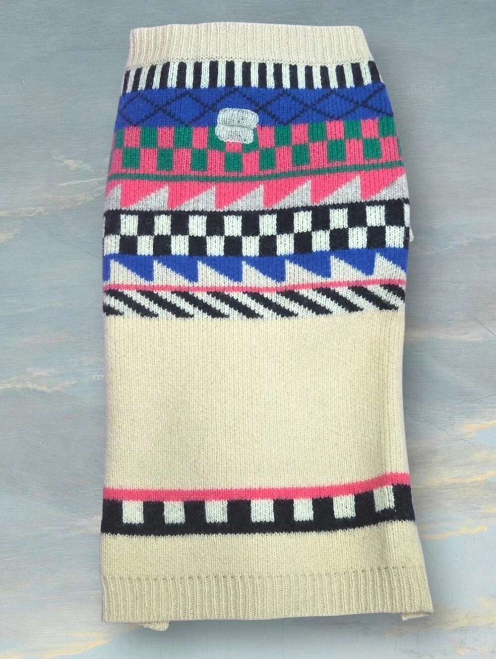 WARE OF THE DOG Fairisle Merino Wool Dog Sweater Size 3 - 15
